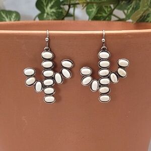 Western White Buffalo Colored Cactus Earrings New